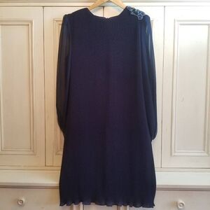 After Dark Navy Blue Accordian Pleat Dress 12
